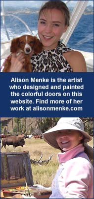 Alison Menke is the artist who created the colorful doors on this website. Find more of her work at alisonmenke.com